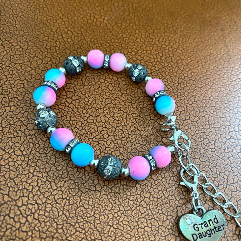 Bracelet Charm Granddaughter Pink Blue Charm 6”+2”. (#8) - Picture 4 of 10